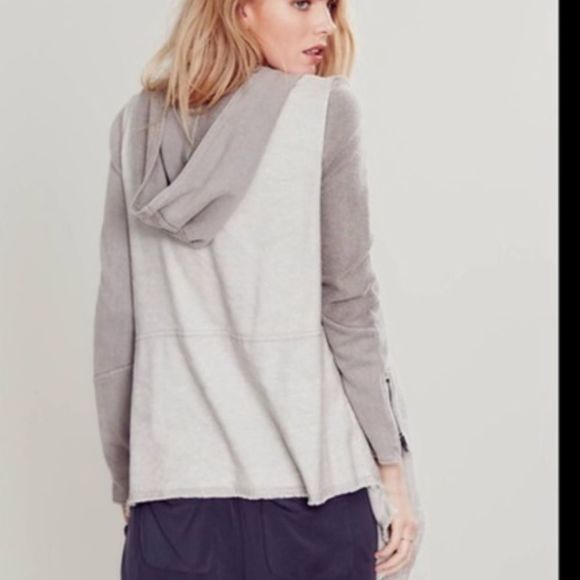 Free People Linen Cotton Drippy Asymmetrical Jacket Grey XS - Picture 4 of 14